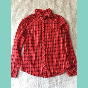 Women’s Red Plaid Button Down